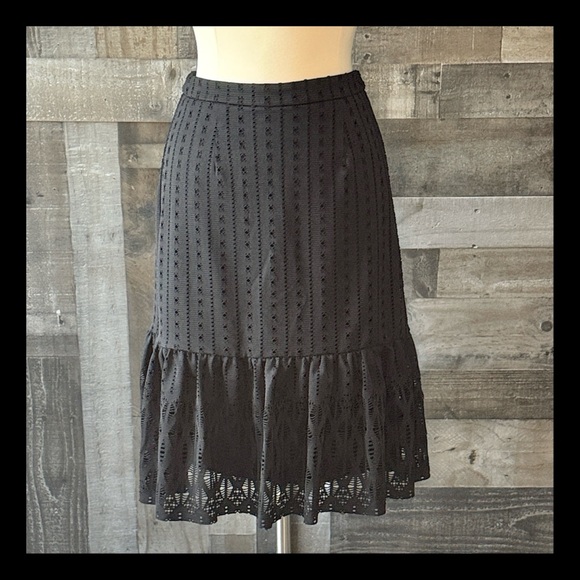 Anthropologie Dresses & Skirts - Anthropologie Moulinette Soeurs black lace midi skirt medium ruffle formal party